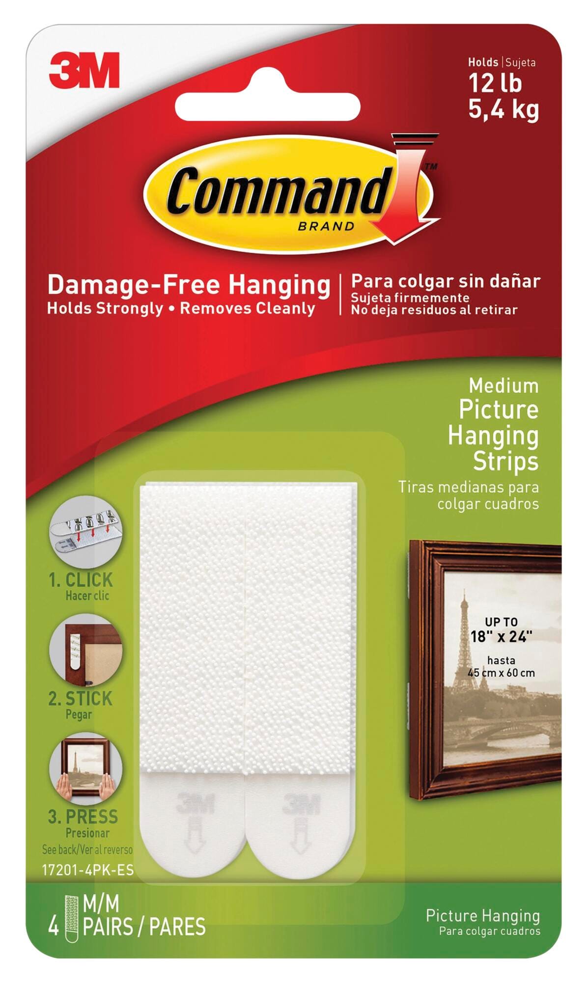 Command Picture Hanging Strip, Medium, White, Pack of 8 2133424